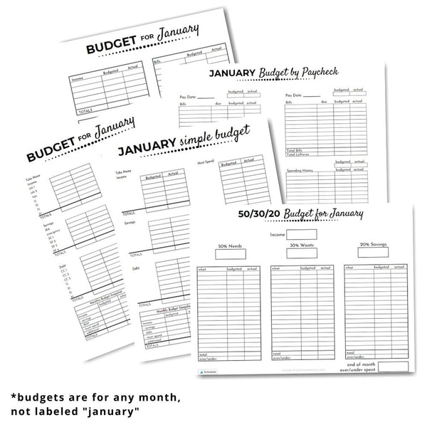 budget sampler pack - printable budget planner