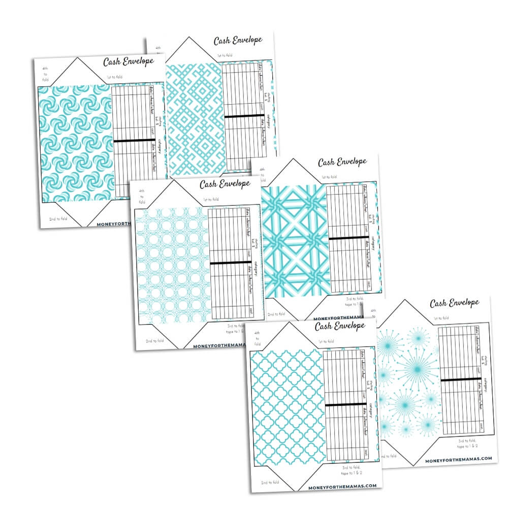 cash envelopes - turquoise geometric